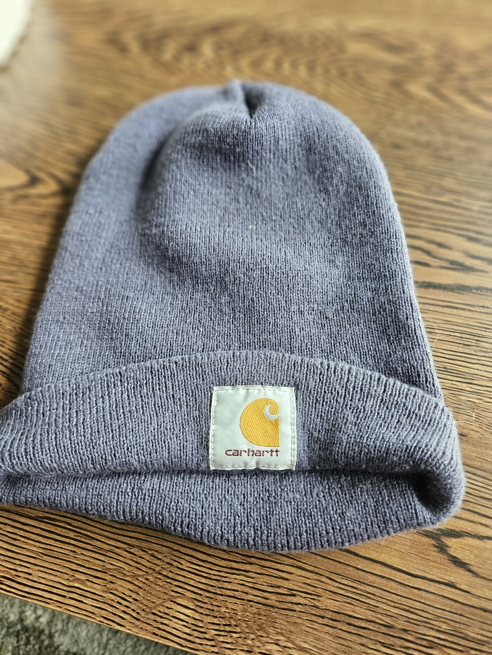 Carhartt Purple Beanie with Yellow Logo Patch